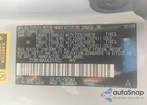 2010 Lexus Rx 350 из США, поврежденный, VIN 2T2BK1BAXAC031032